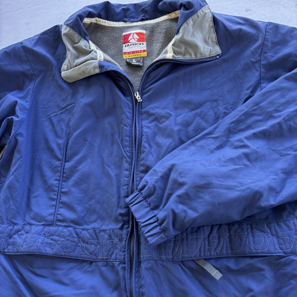 Burton Womens Snowboard‎ Jacket L Blue Bio Lite Vintage Fleece Lined Hooded